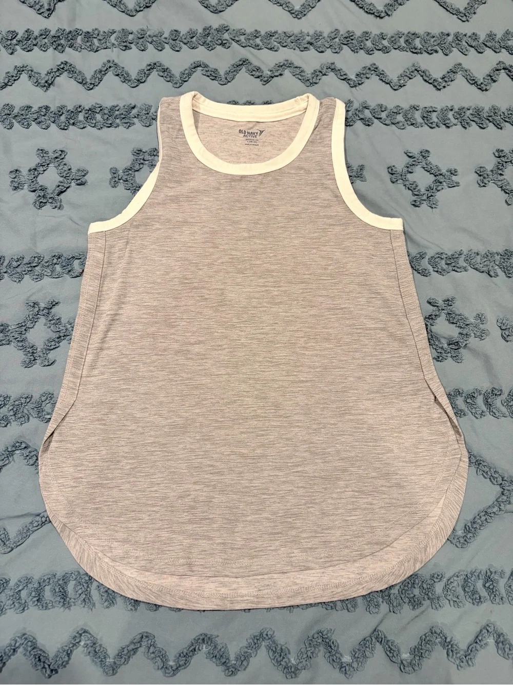 Old Navy Heather Gray Tank with Cream Trim